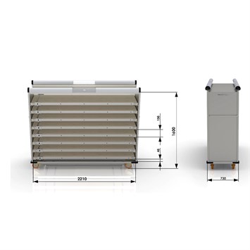 Chariot passeur avec système enfermé 58x220 cm (Inox)