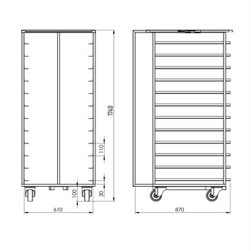 Chariot pour Four Rotatif 59x80 cm (Inox)
