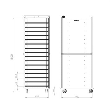 Chariot à poêles avec système enfermé 59x80 cm
