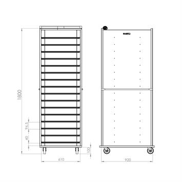 Chariot à Poêles avec Système enfermé 59x80 cm (Inox)