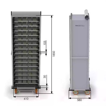 Chariot Passeur pour retourner la pâte avec système enfermé (Patik) 60x40 cm