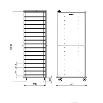 Chariot à poêles avec système enfermé 74x98 cm (Inox)