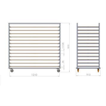 Chariot Passeur en bois 80x180 cm (Inox)