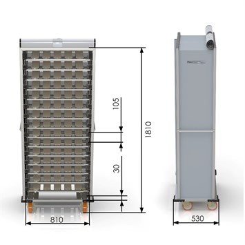 Chariot Passeur pour retourner la pâte avec système enfermé (Patik) 80x40 cm