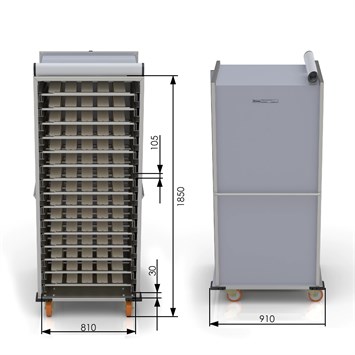 Chariot Passeur pour retourner la pâte avec système enfermé (Patik) 80x80 cm