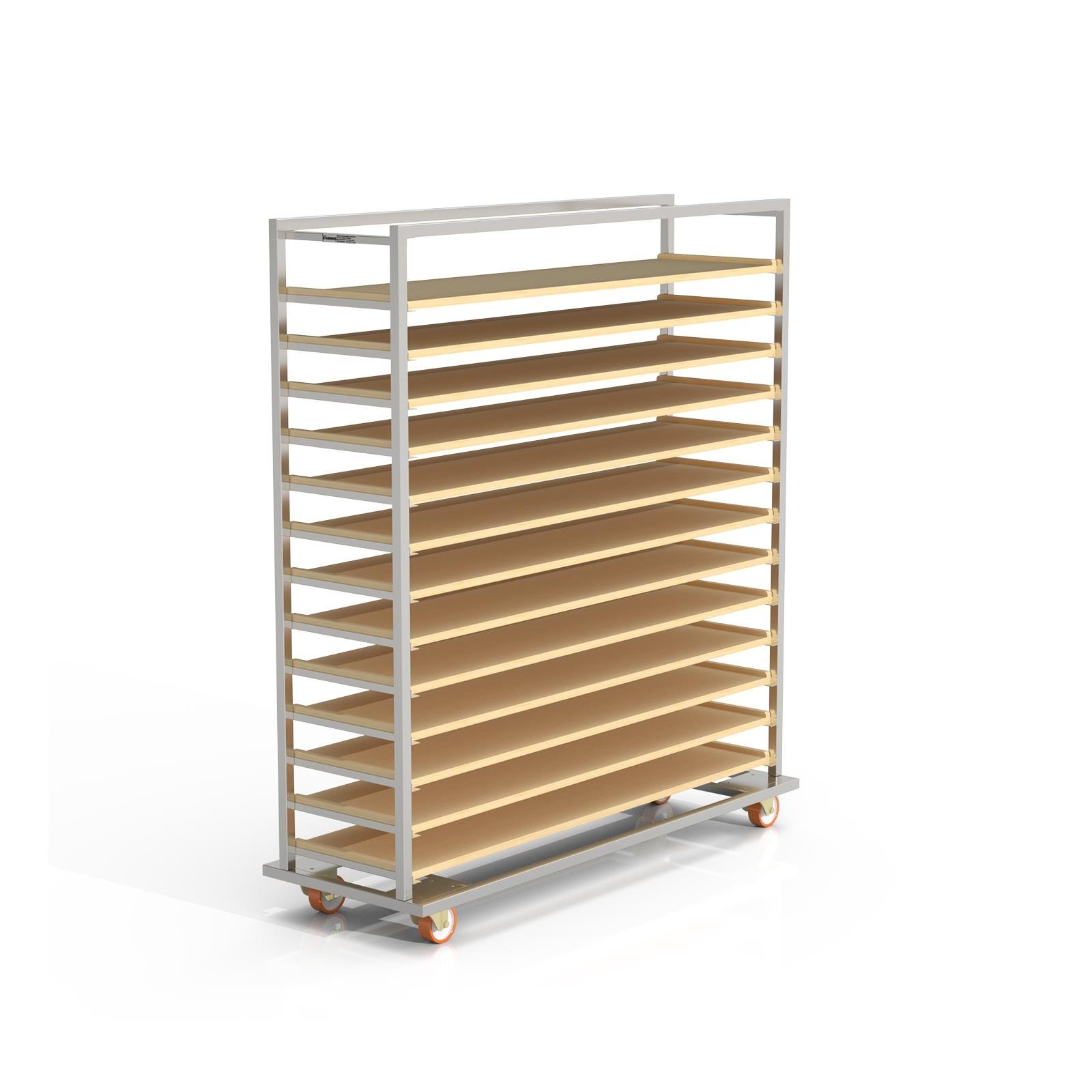 Chariot Passeur en bois 40x150 cm (Inox)