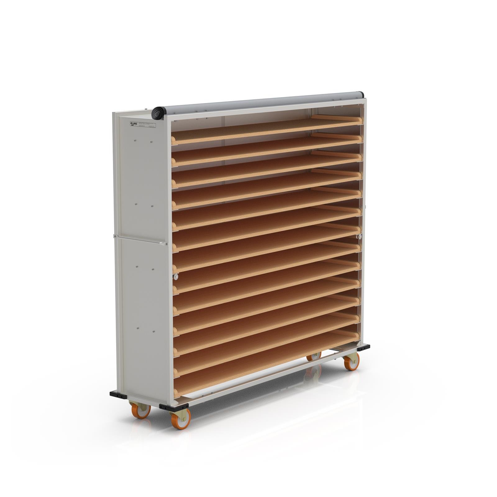 Chariot passeur en bois avec Système enfermé 40x180 cm (Inox)