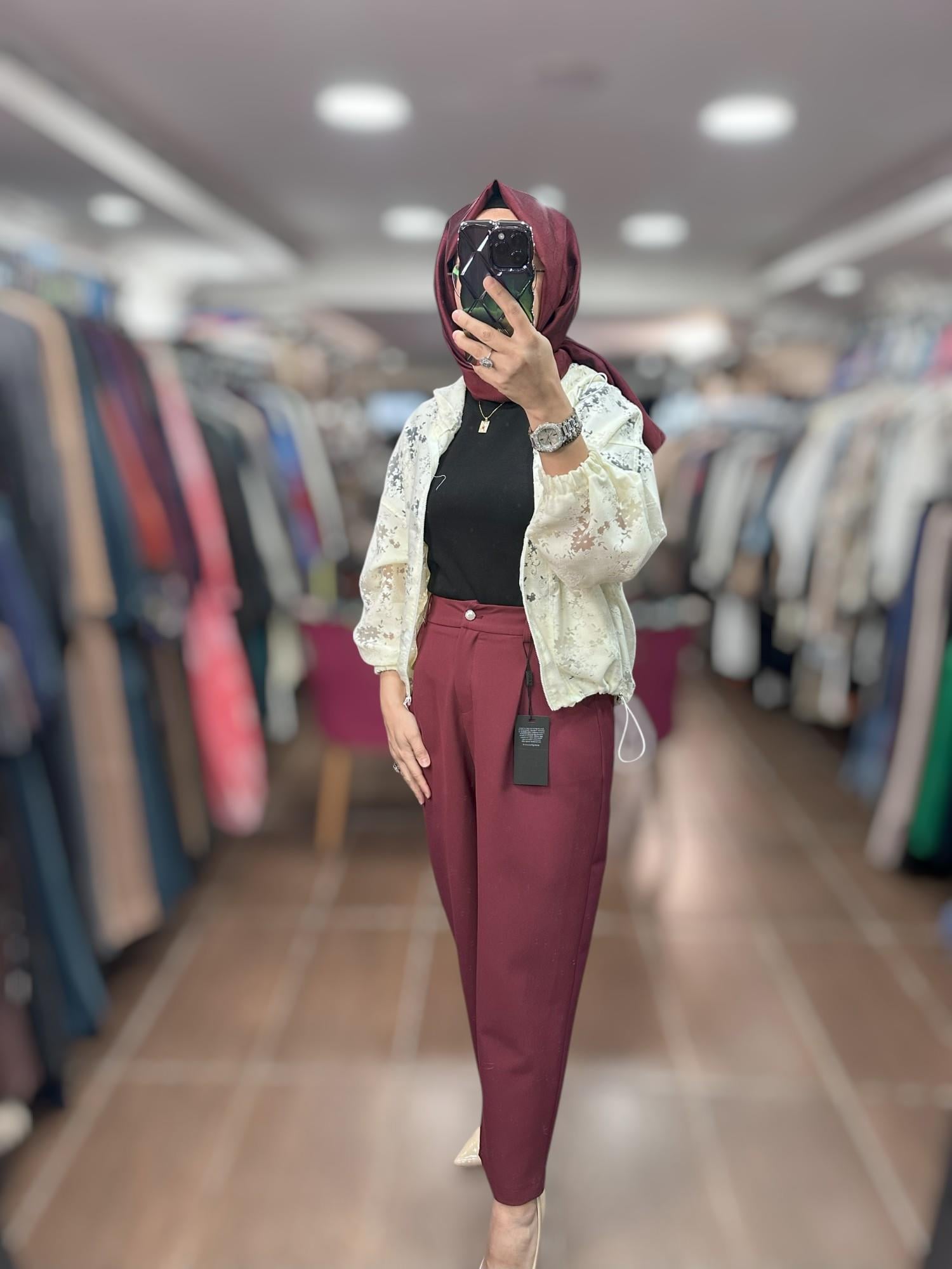 25YGSPNT8542/Ghisa Pantolon - Bordo