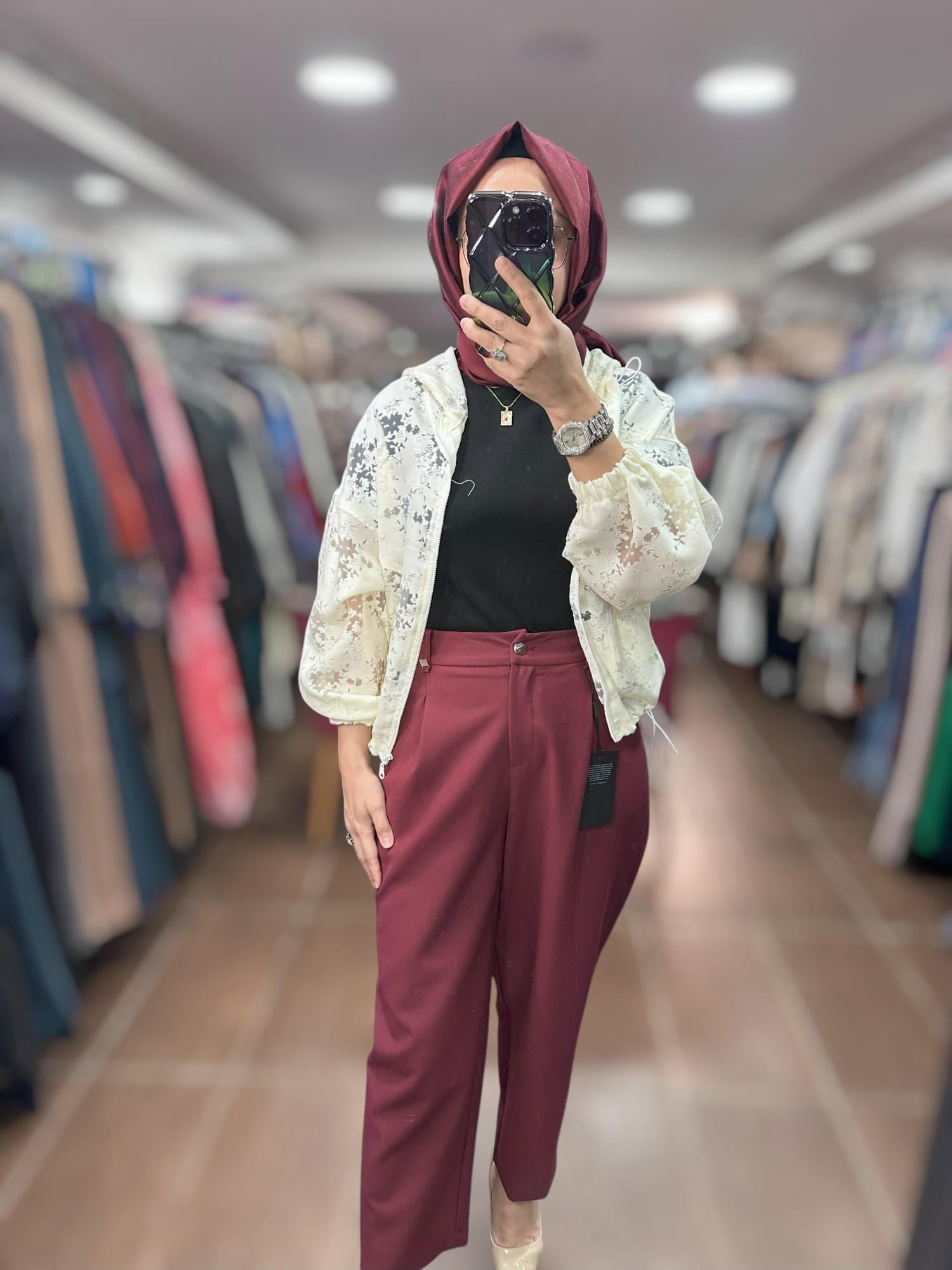 25YGSPNT8542/Ghisa Pantolon - Bordo