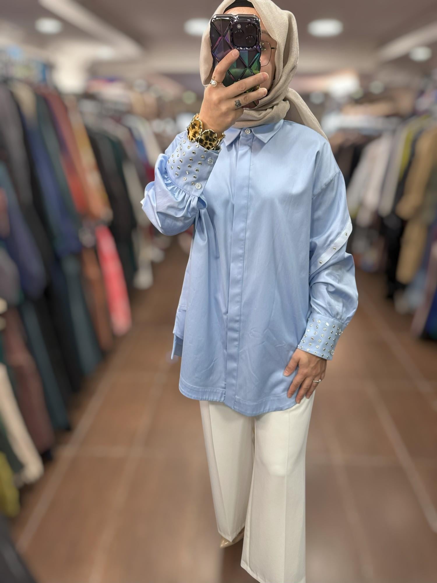 25YGSTNK4849/Ghisa Tunik Gömlek - Mavi