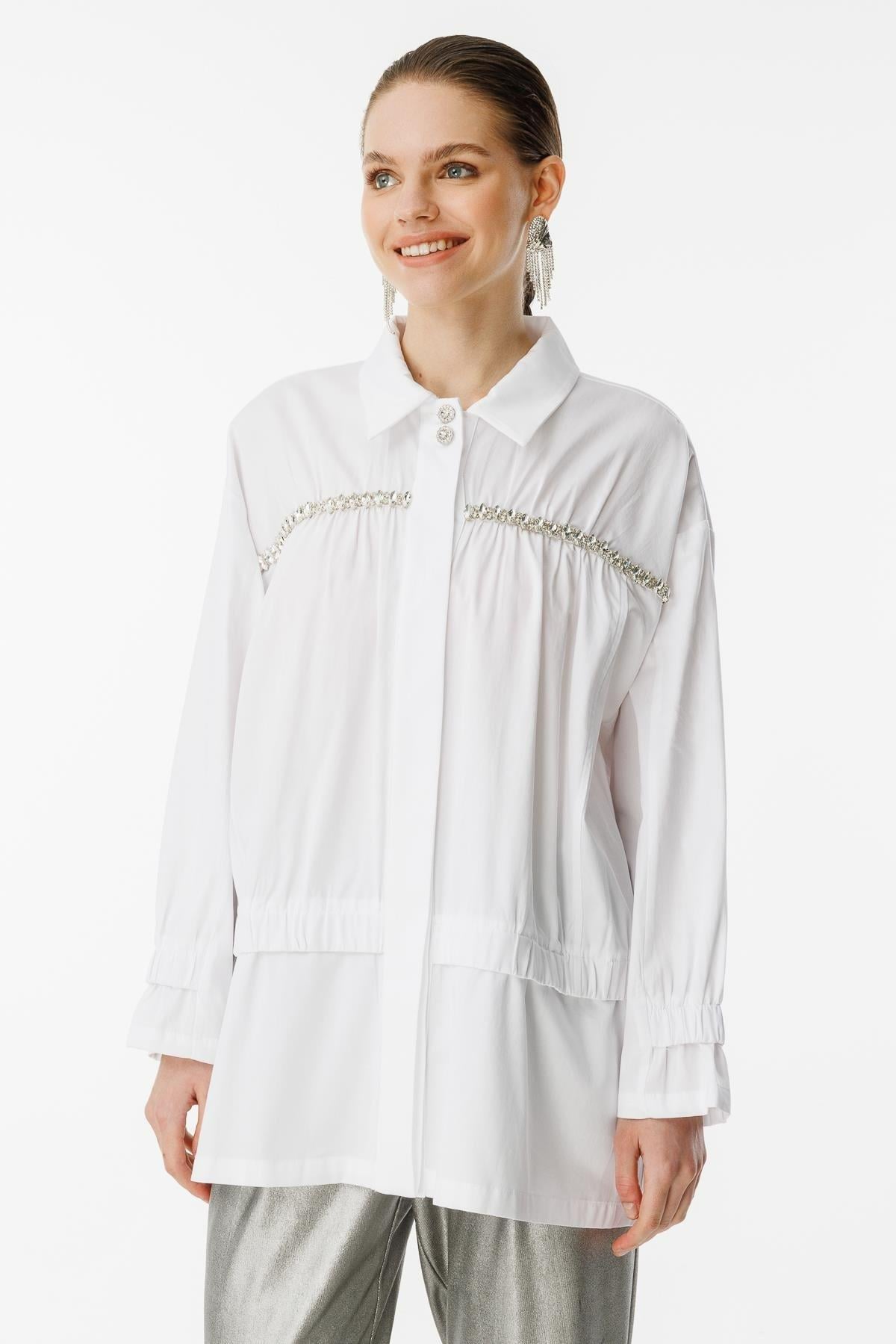 25YGSTNK4864/Ghisa Tunik - Beyaz