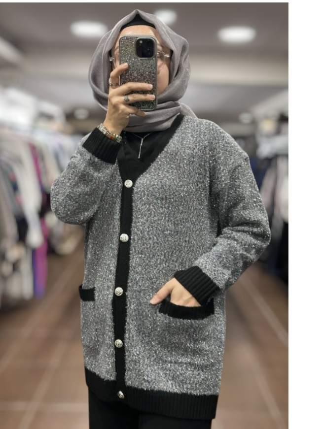 26KGSHRK3312/Ghisa Hırka - SİYAH/GÜMÜŞ