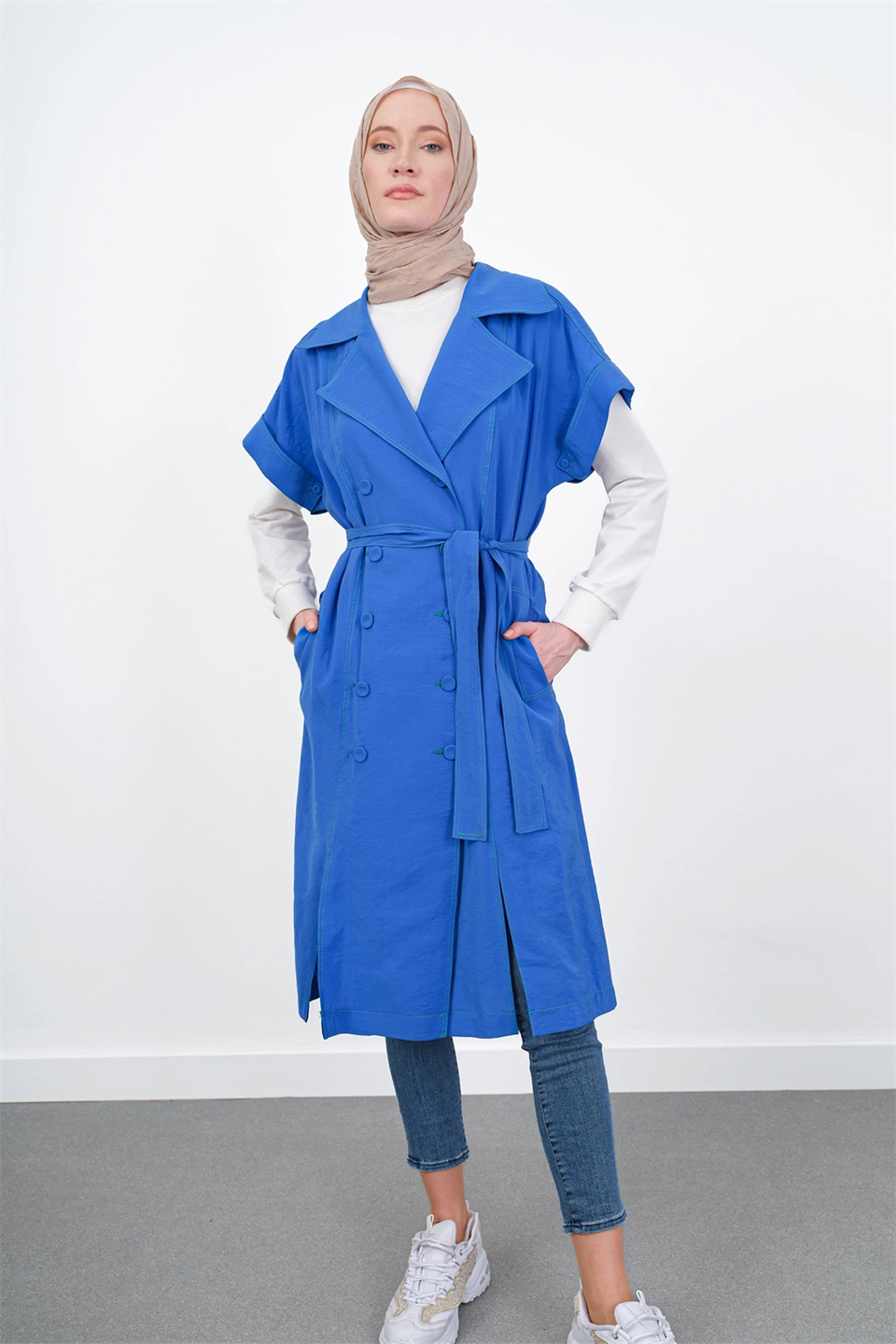 BAMBU MODEL KUMAŞ SPOR YELEK - R135 SAKS