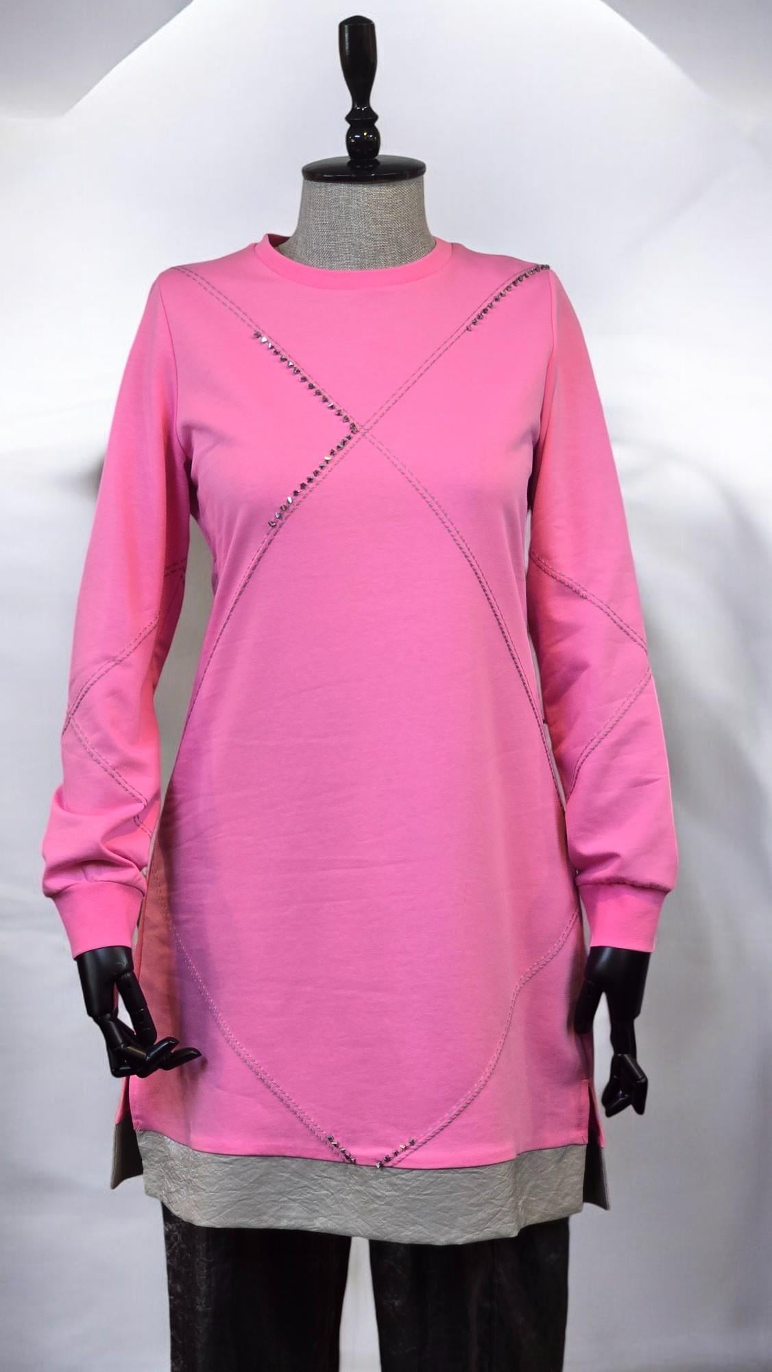 El İşi Süslemeli Sweat - pembe