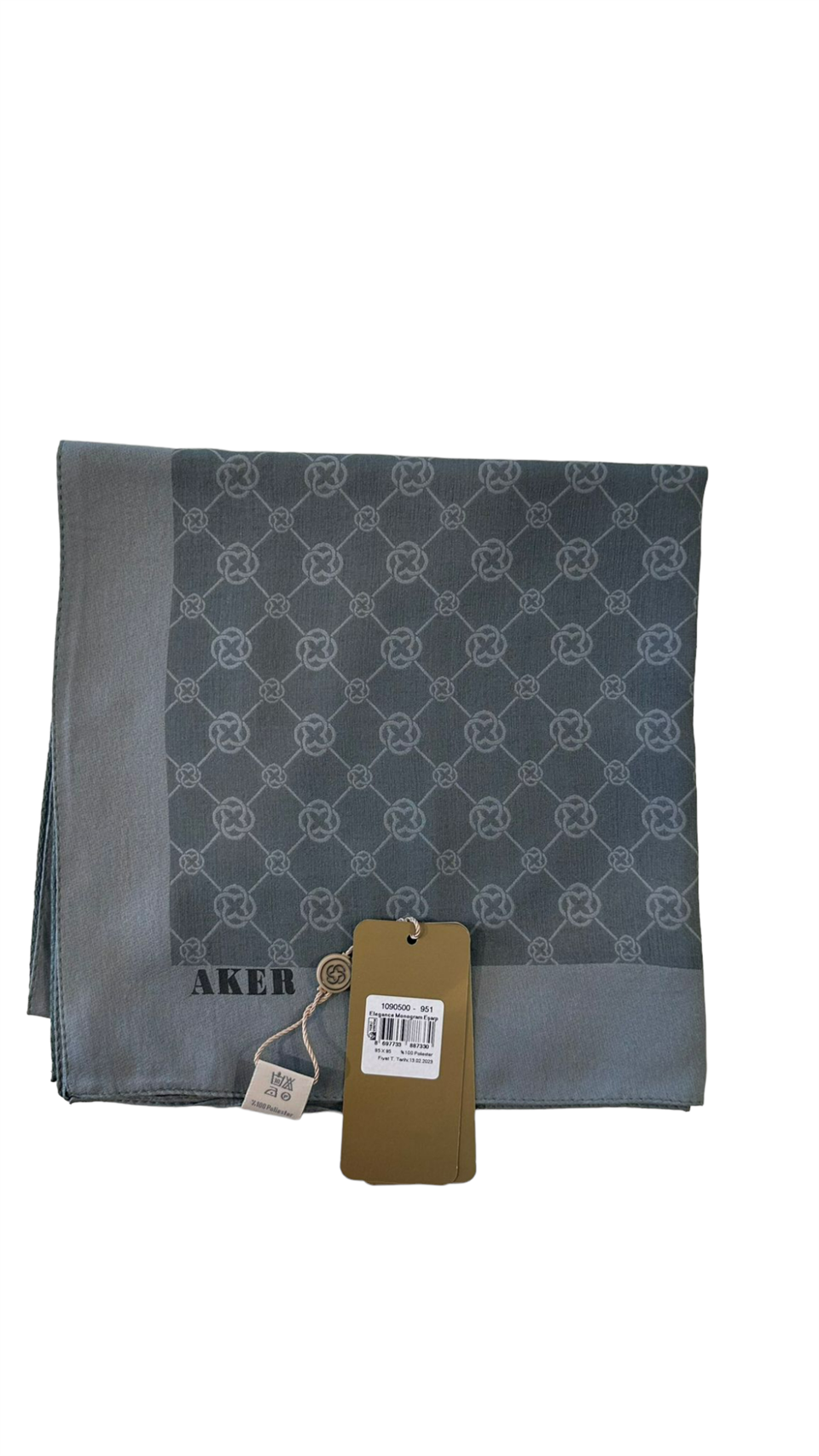 ELEGANCE MONOGRAM EŞARP - FÜME