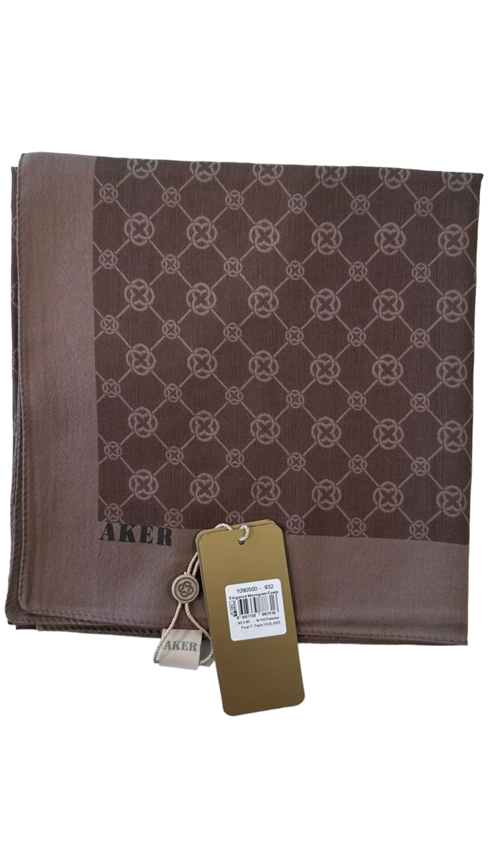ELEGANCE MONOGRAM EŞARP - KAHVERENGİ