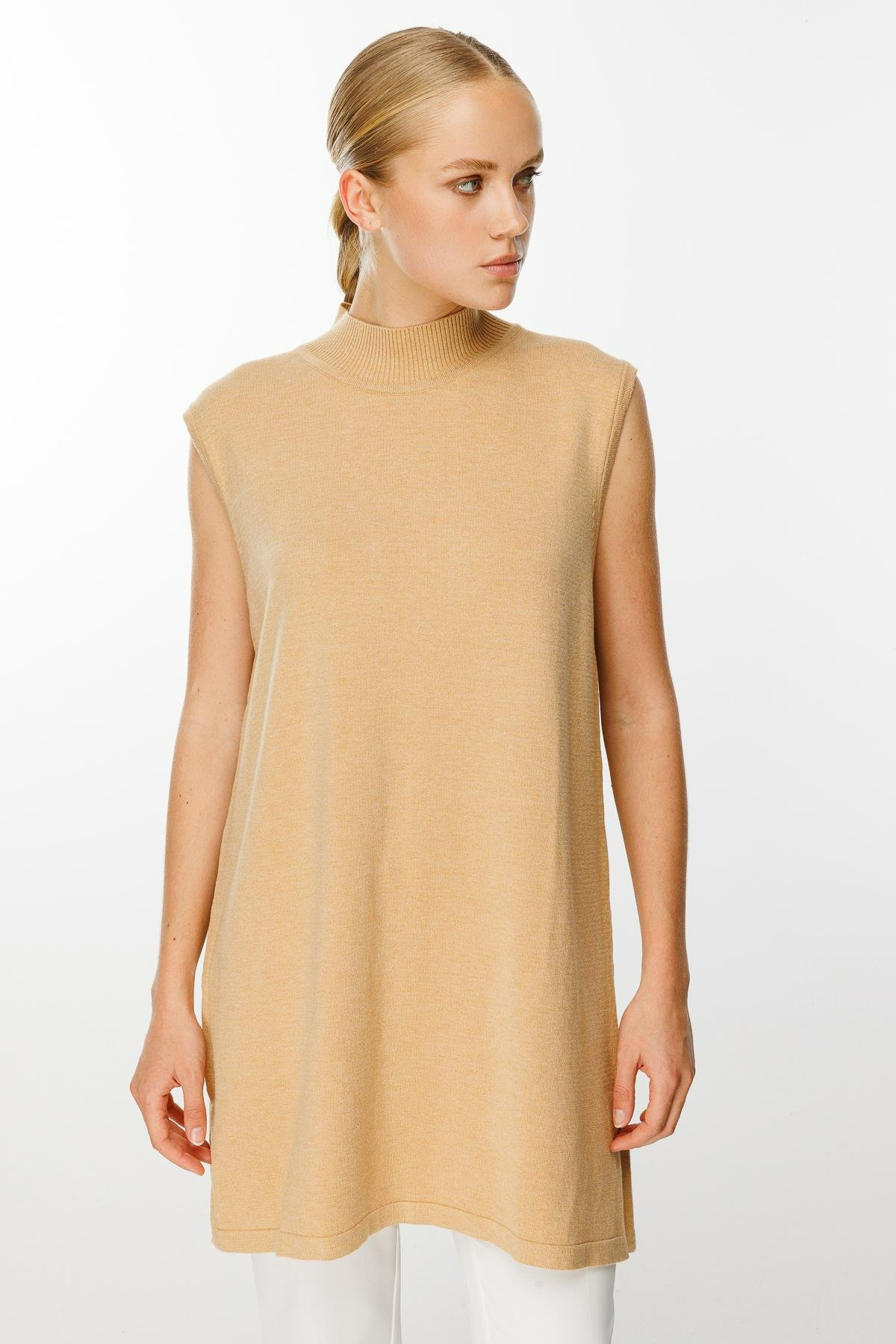 Ghisa Balıkçı Yaka Triko Tunik - Camel