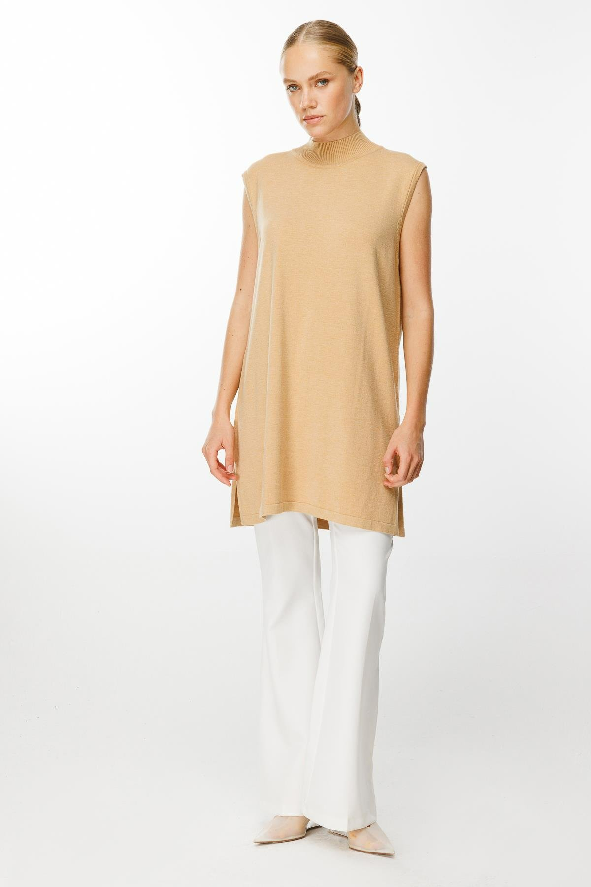 Ghisa Balıkçı Yaka Triko Tunik - Camel