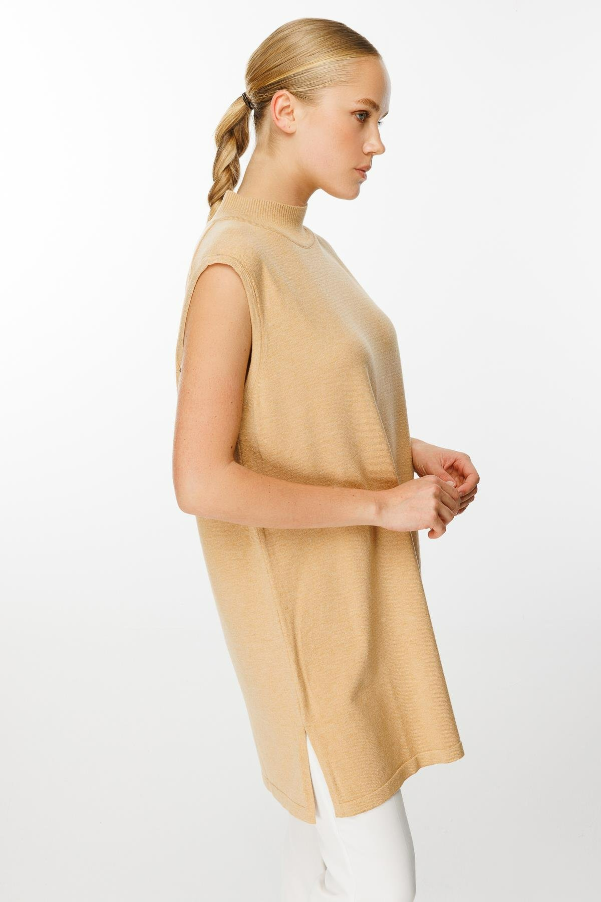 Ghisa Balıkçı Yaka Triko Tunik - Camel
