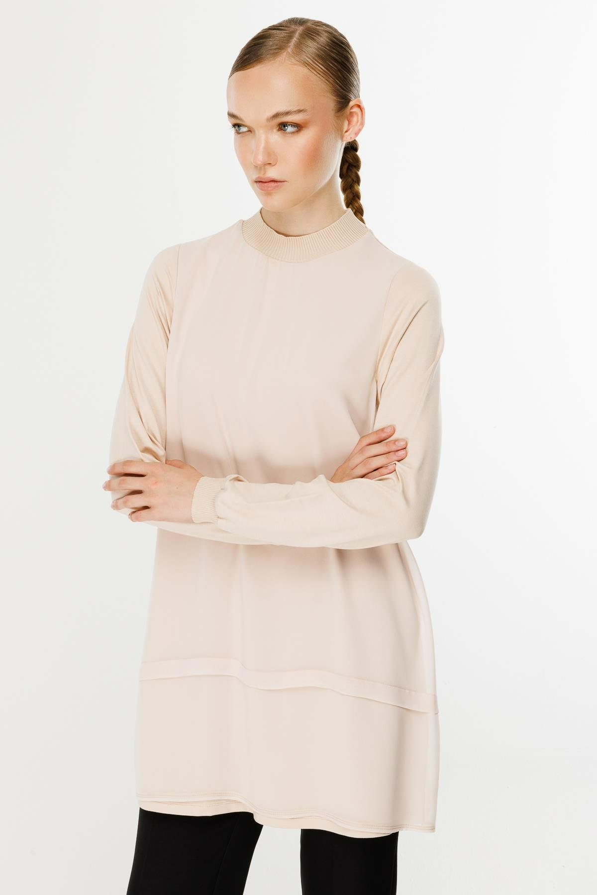 Ghisa Ribana Detaylı Tunik - Krem