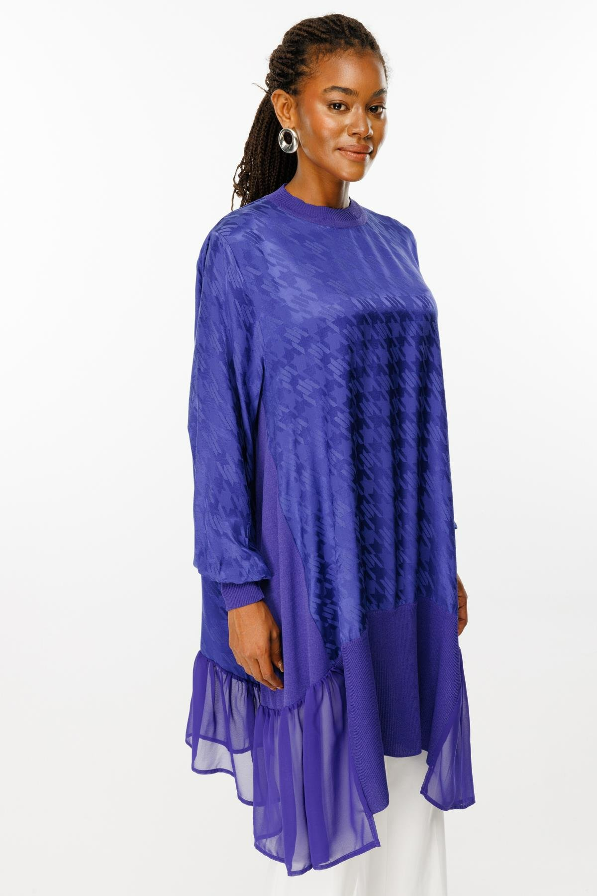 Ghisa Şifon Detaylı Tunik - Mor