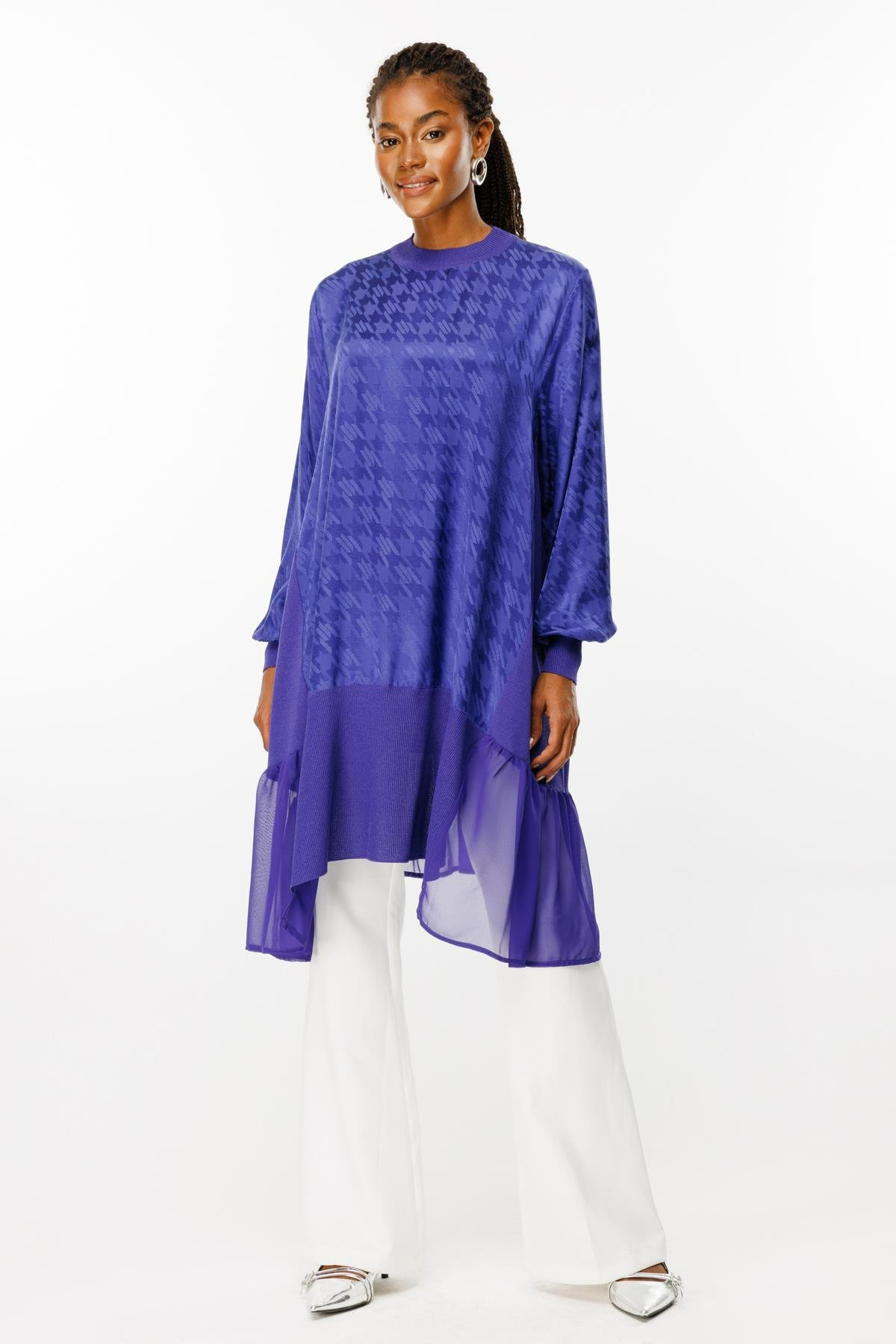 Ghisa Şifon Detaylı Tunik - Mor