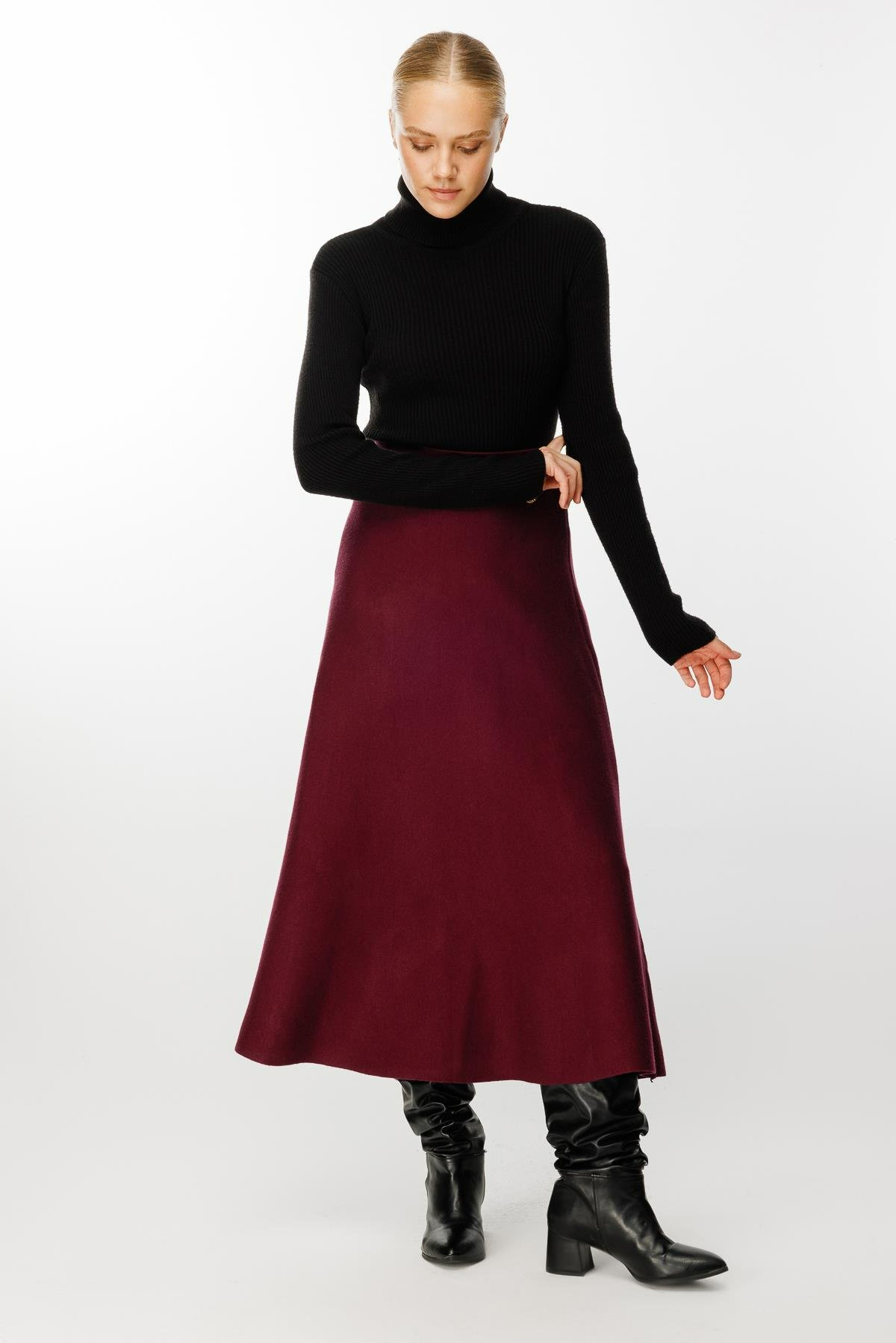 Ghisa Triko Etek - Bordo