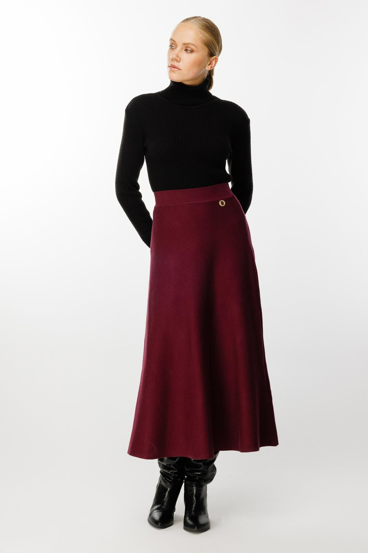Ghisa Triko Etek - Bordo
