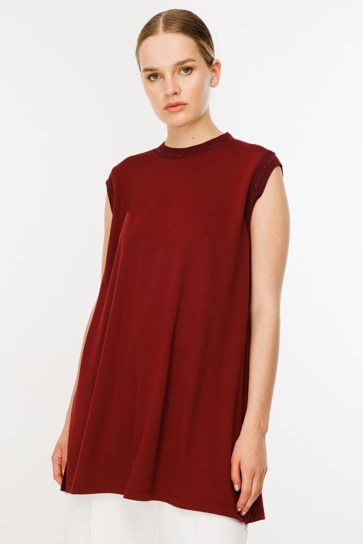 GSBASİC4677/Ghisa Kolsuz Tunik - BORDO