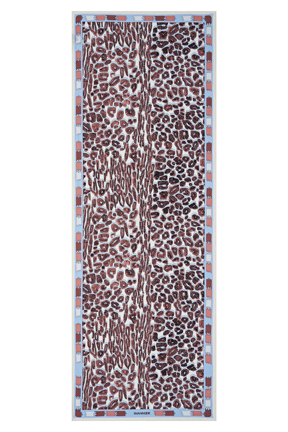 İmannoor Bordür İndigo Panter Floş Viskon Şal 70x200