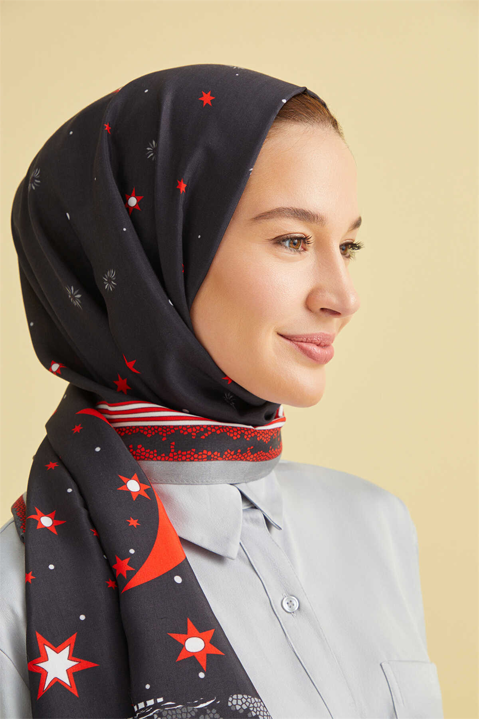 İmannoor Kız Kulesi Siyah Floş Viskon Şal 70x200