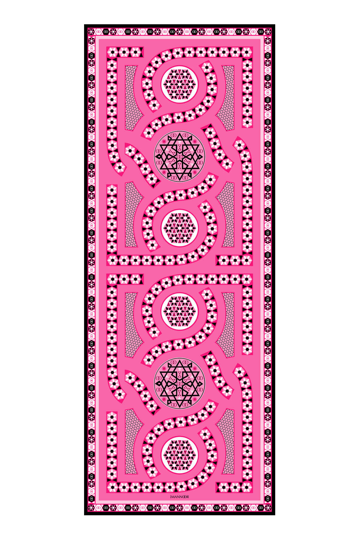 İmannoor Labirent Pembe Krep İpek Şal 80x210