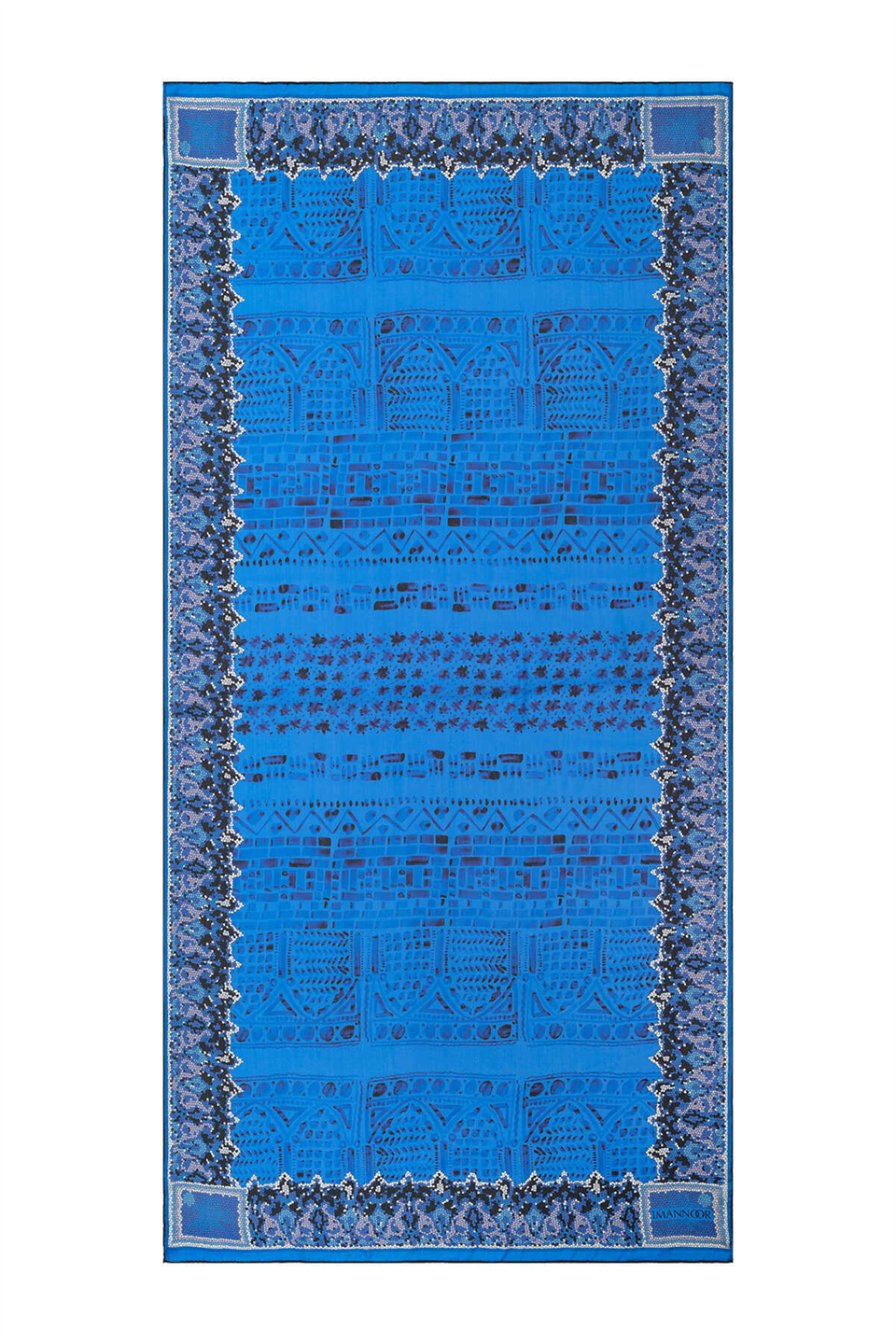 İmannoor Mozaik Revak Mavi Şifon İpek Şal 100x200