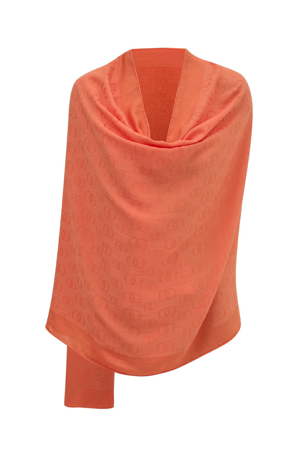 İmannoor Zincir Desen Orange İpek Şal 70x210