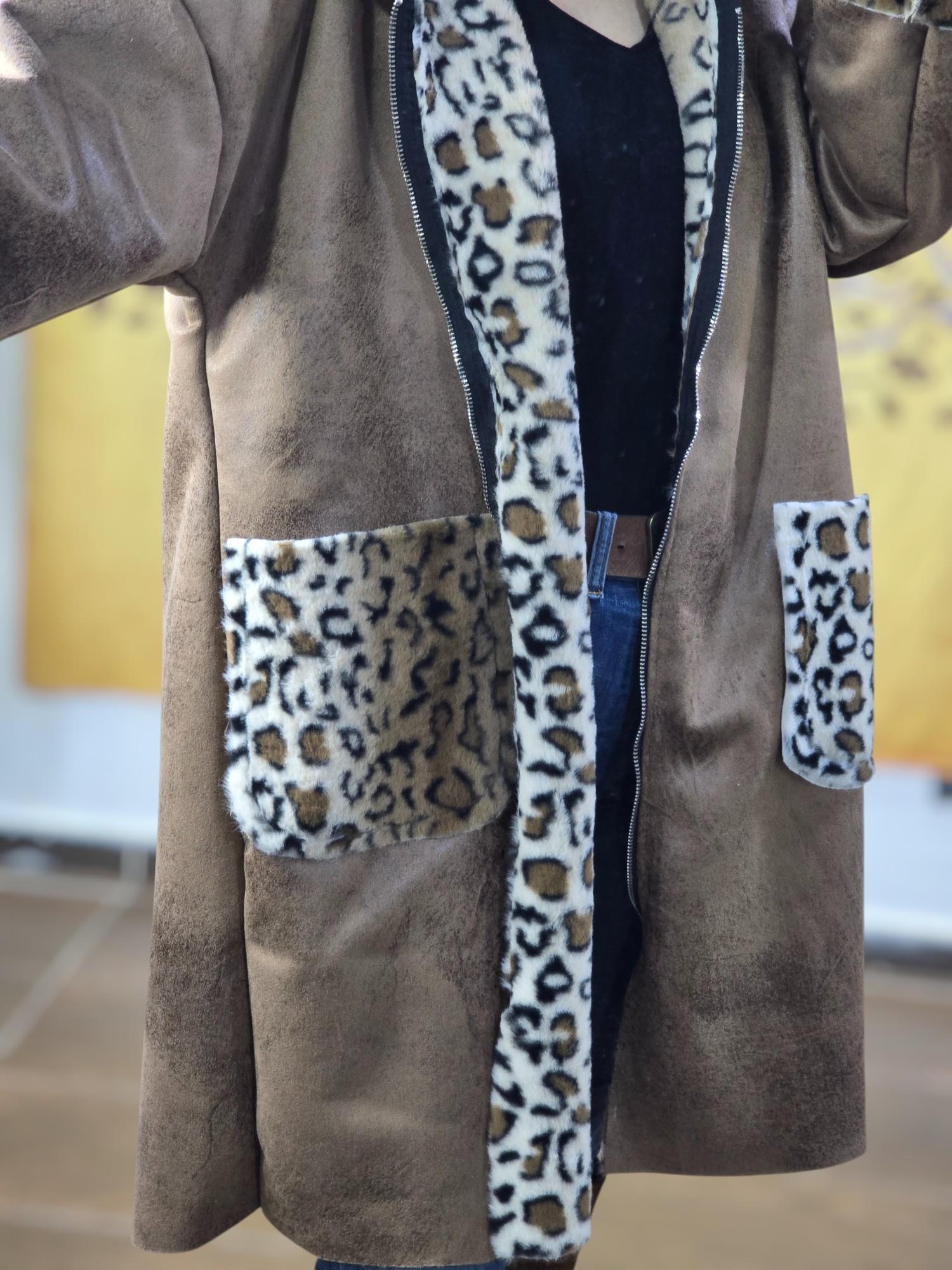 İTALY LEOPAR ASTARLI NUBUK CEKET - CAMEL