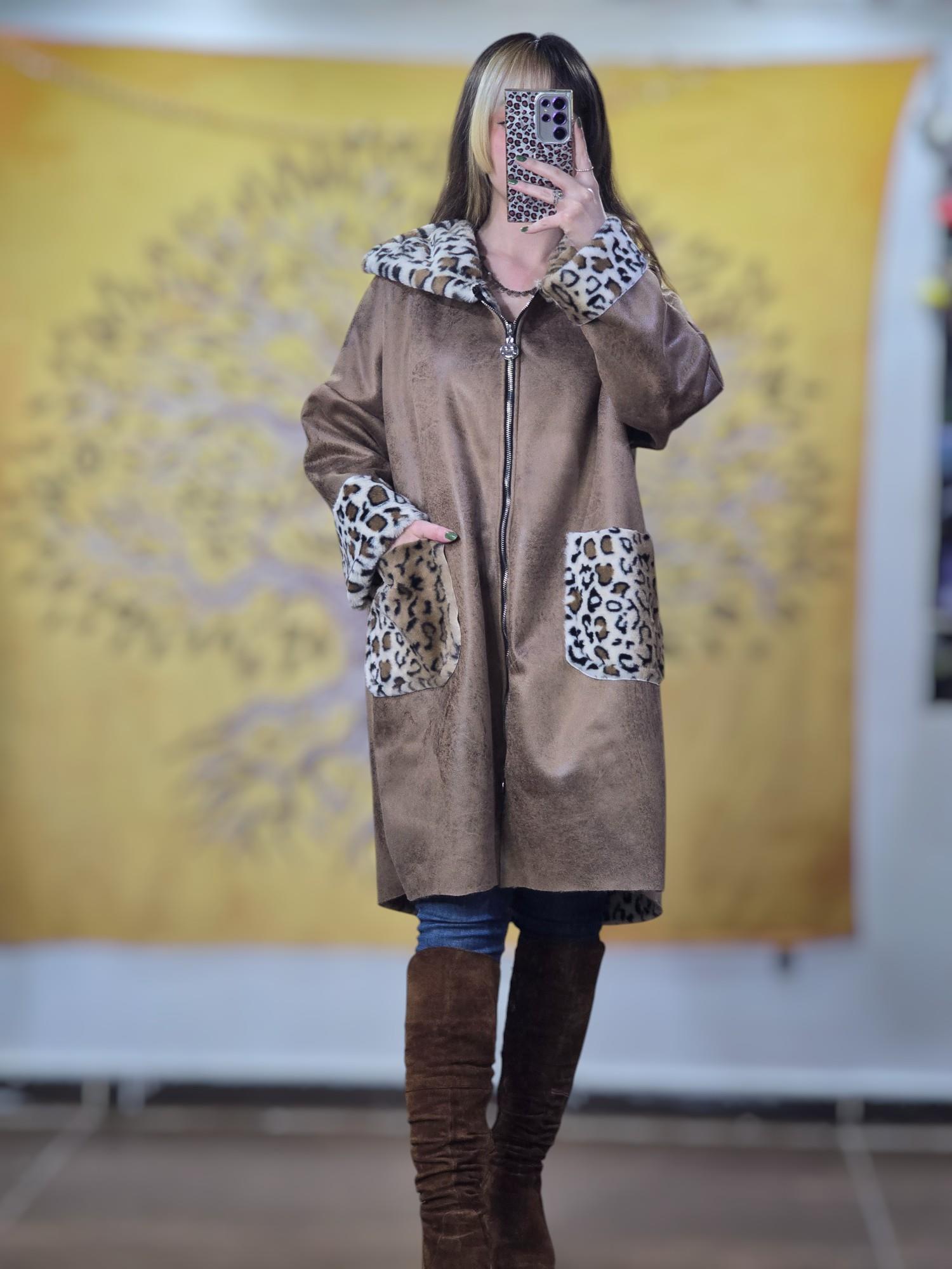 İTALY LEOPAR ASTARLI NUBUK CEKET - CAMEL