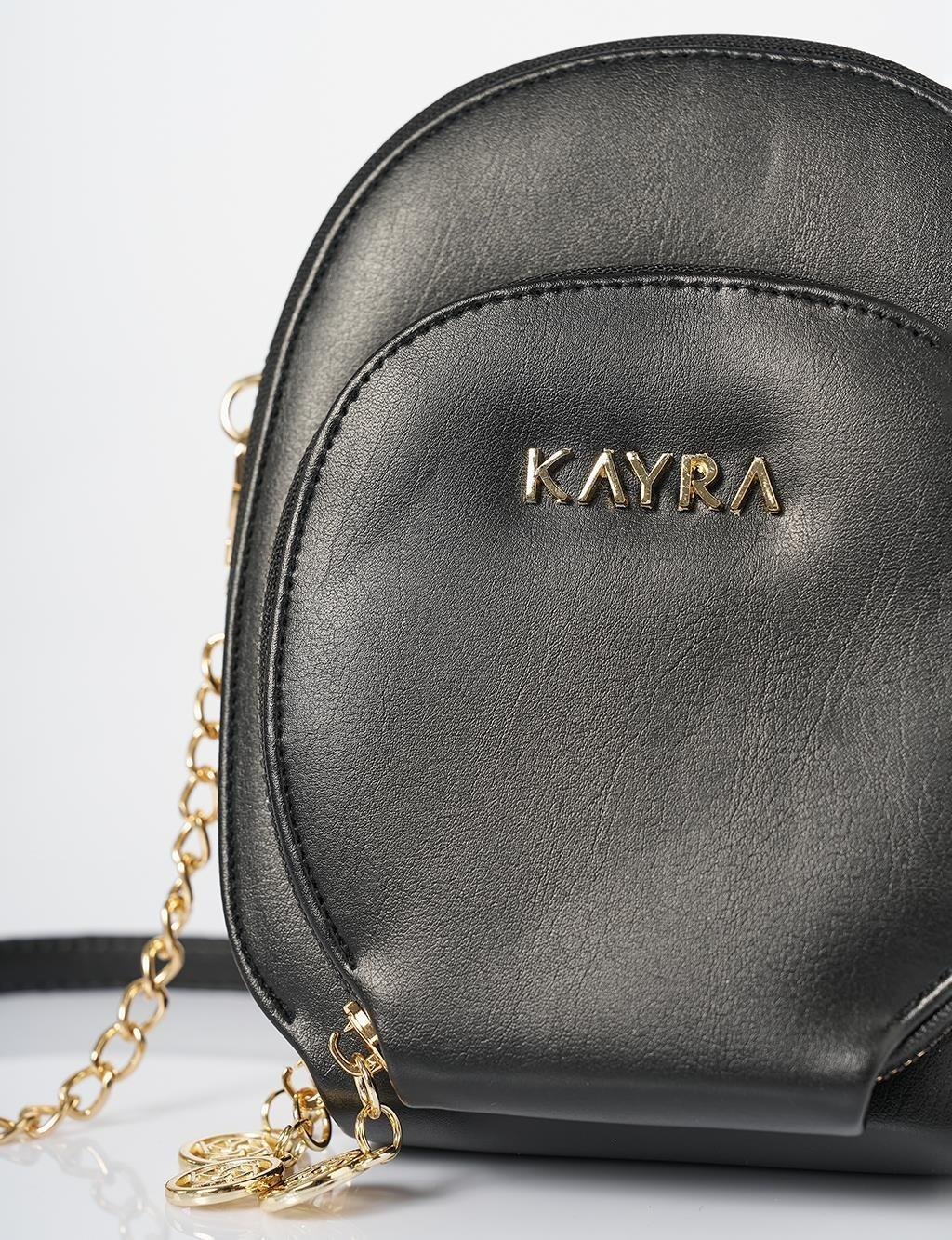 KAYRA KA-A24-CNT41 Zincir Askılı Yuvarlak Form Çanta - Siyah