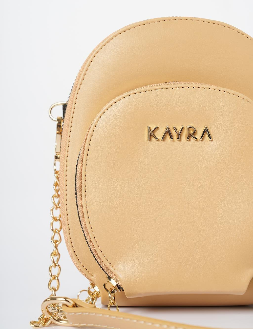 KAYRA KA-A24-CNT41 Zincir Askılı Yuvarlak Form Çanta - Sütlü Kahve