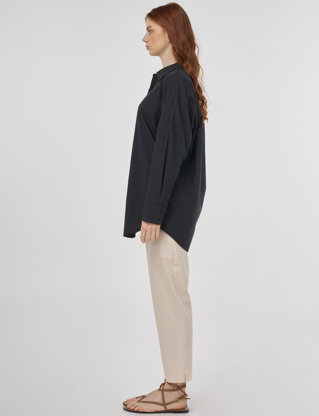 KAYRA KA-B25-11019 Rahat Kesim Pamuklu Tunik - Siyah