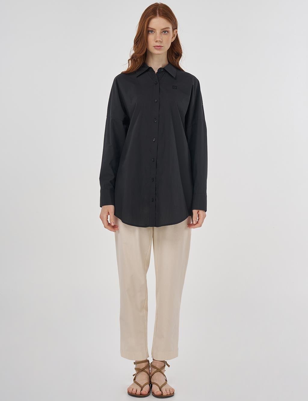 KAYRA KA-B25-11019 Rahat Kesim Pamuklu Tunik - Siyah