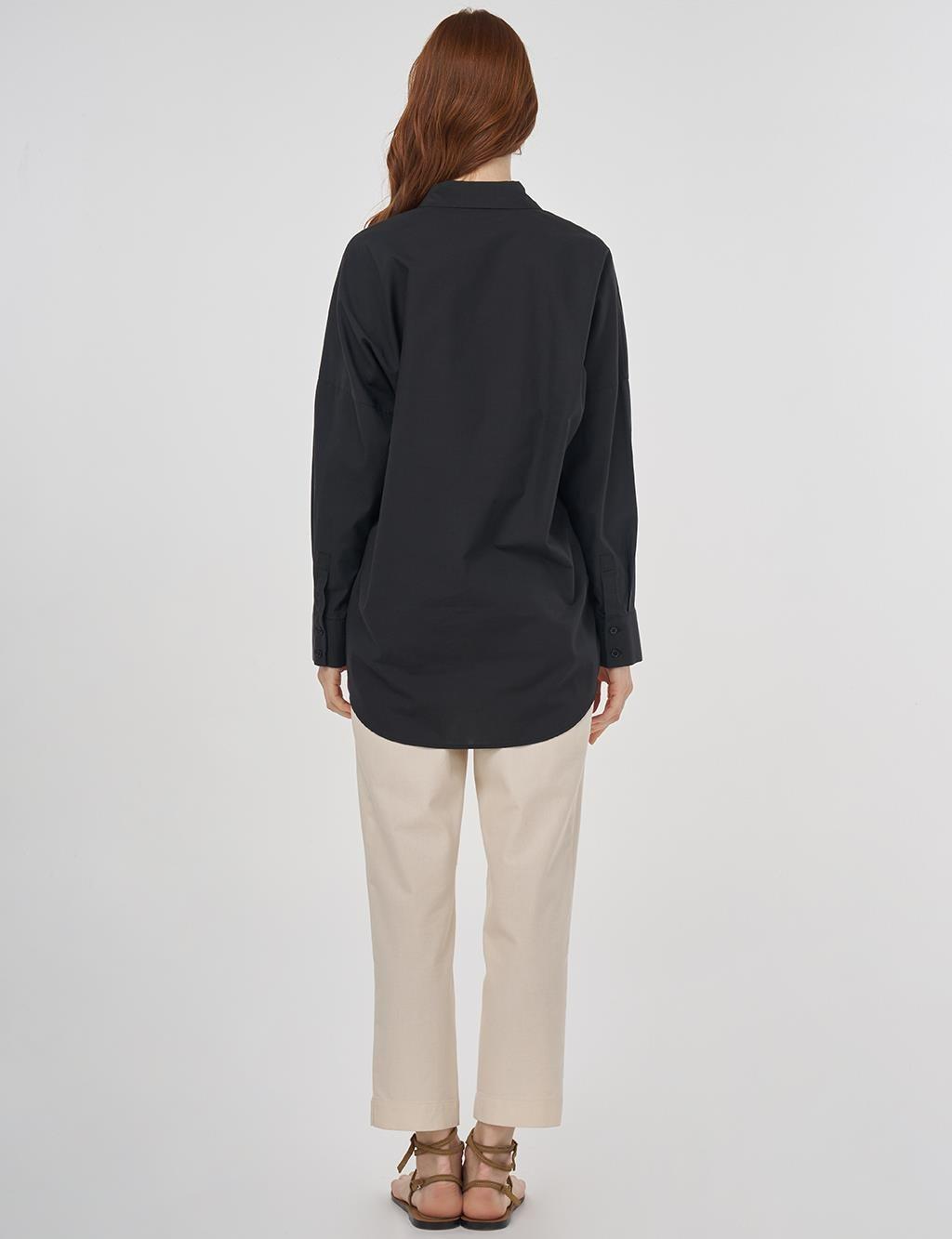 KAYRA KA-B25-11019 Rahat Kesim Pamuklu Tunik - Siyah