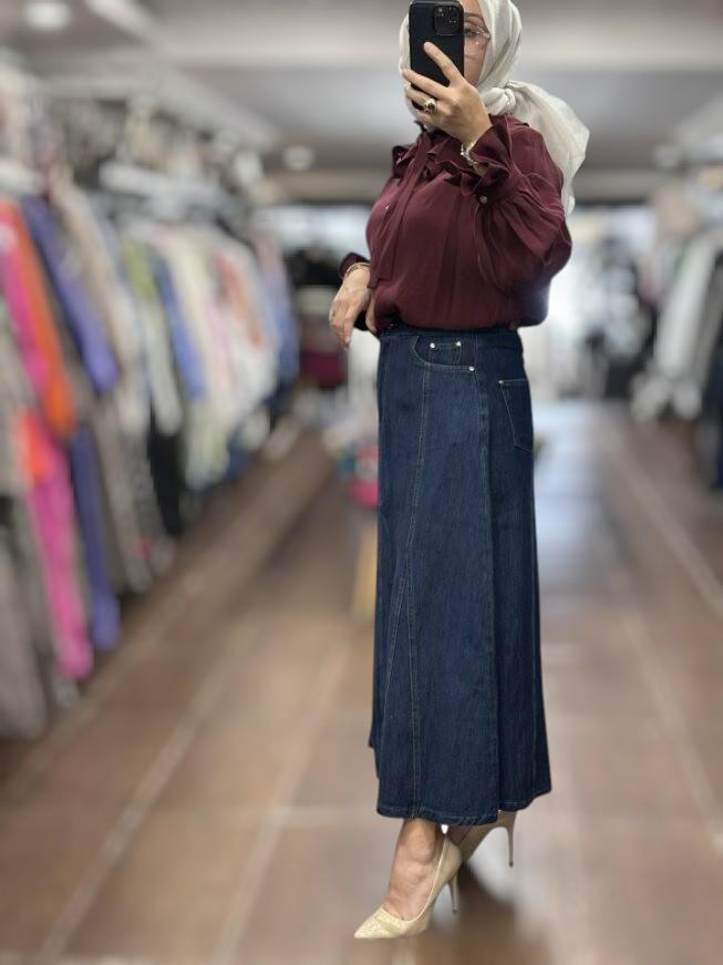 KAYRA KA-B25-12015 Parçalı Denim Etek - 