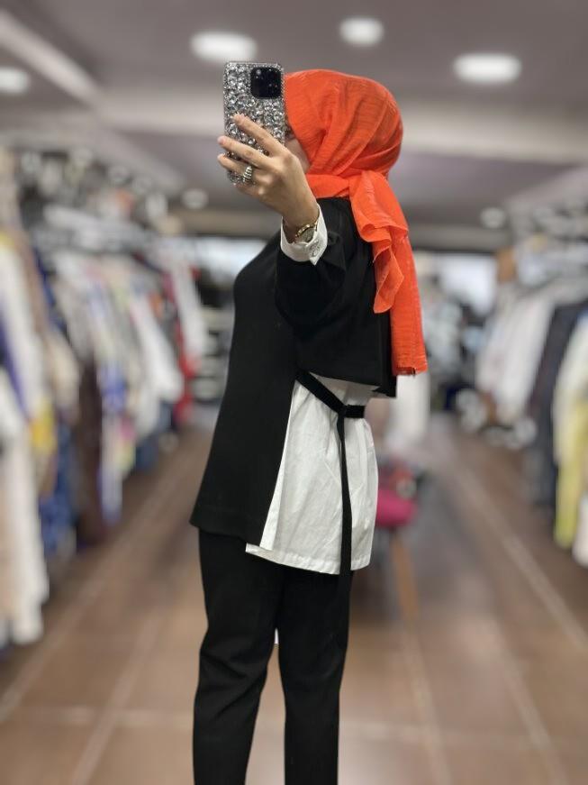 Kayra KA-B25-31004 Toka Detaylı Scuba Sweatshirt - Siyah