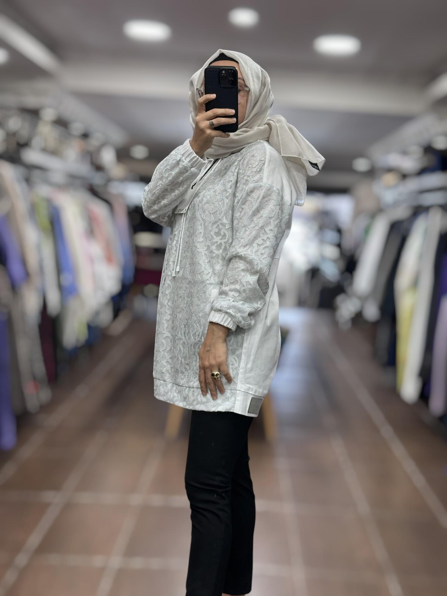 KAYRA KA-B25-31027 Dik Yaka Dantelli Sweatshirt - 