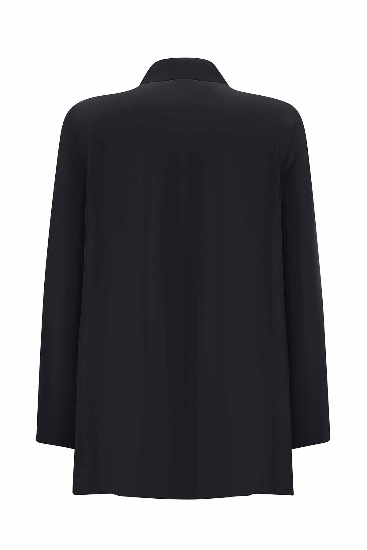 Miss Dalida T25Y-6068 Dik Yaka Fermuarlı Uzun Kol Tunik - Siyah