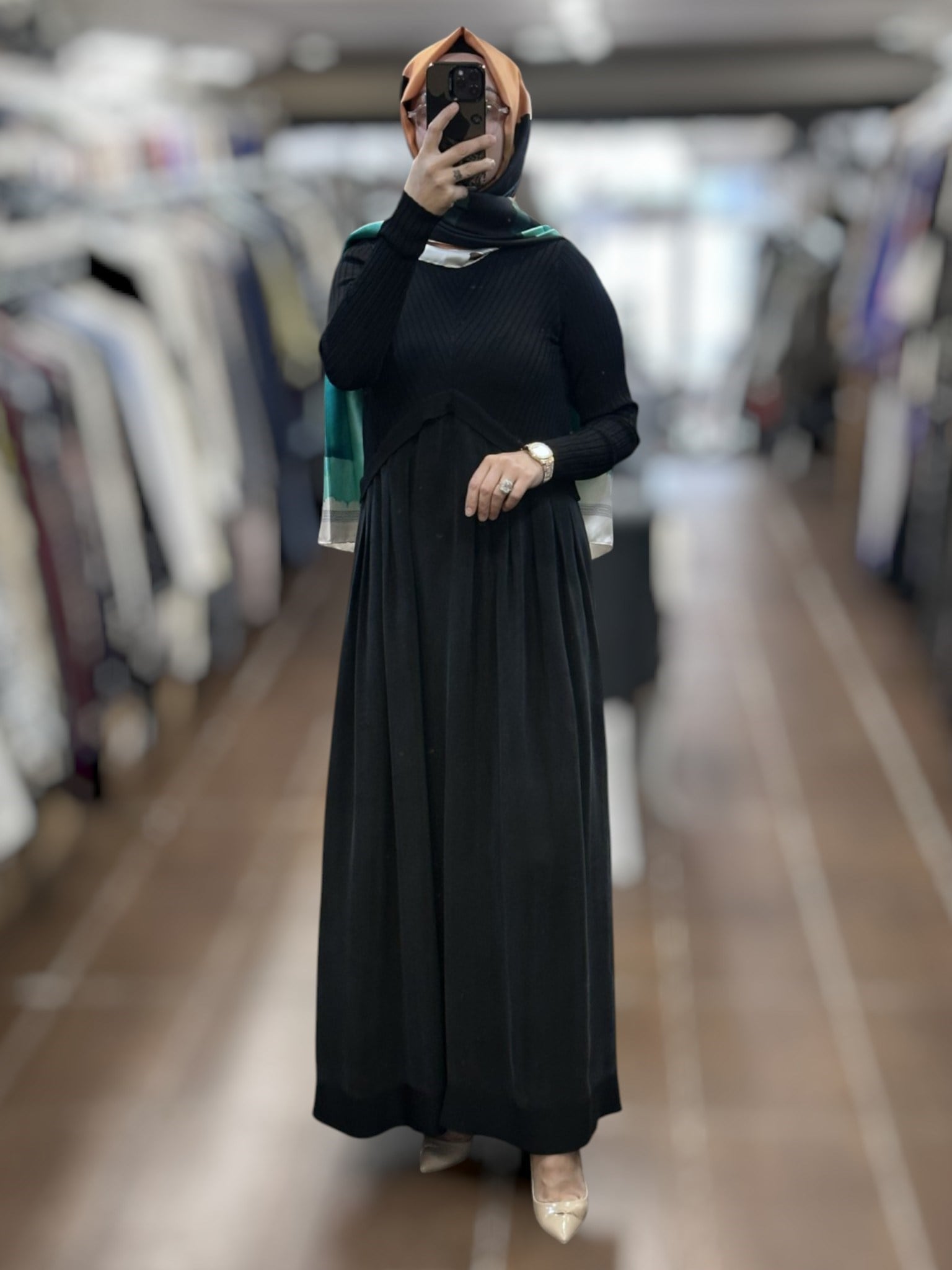 Miss Dalida T26Y-4001 Triko Cupro Elbise - BLACK