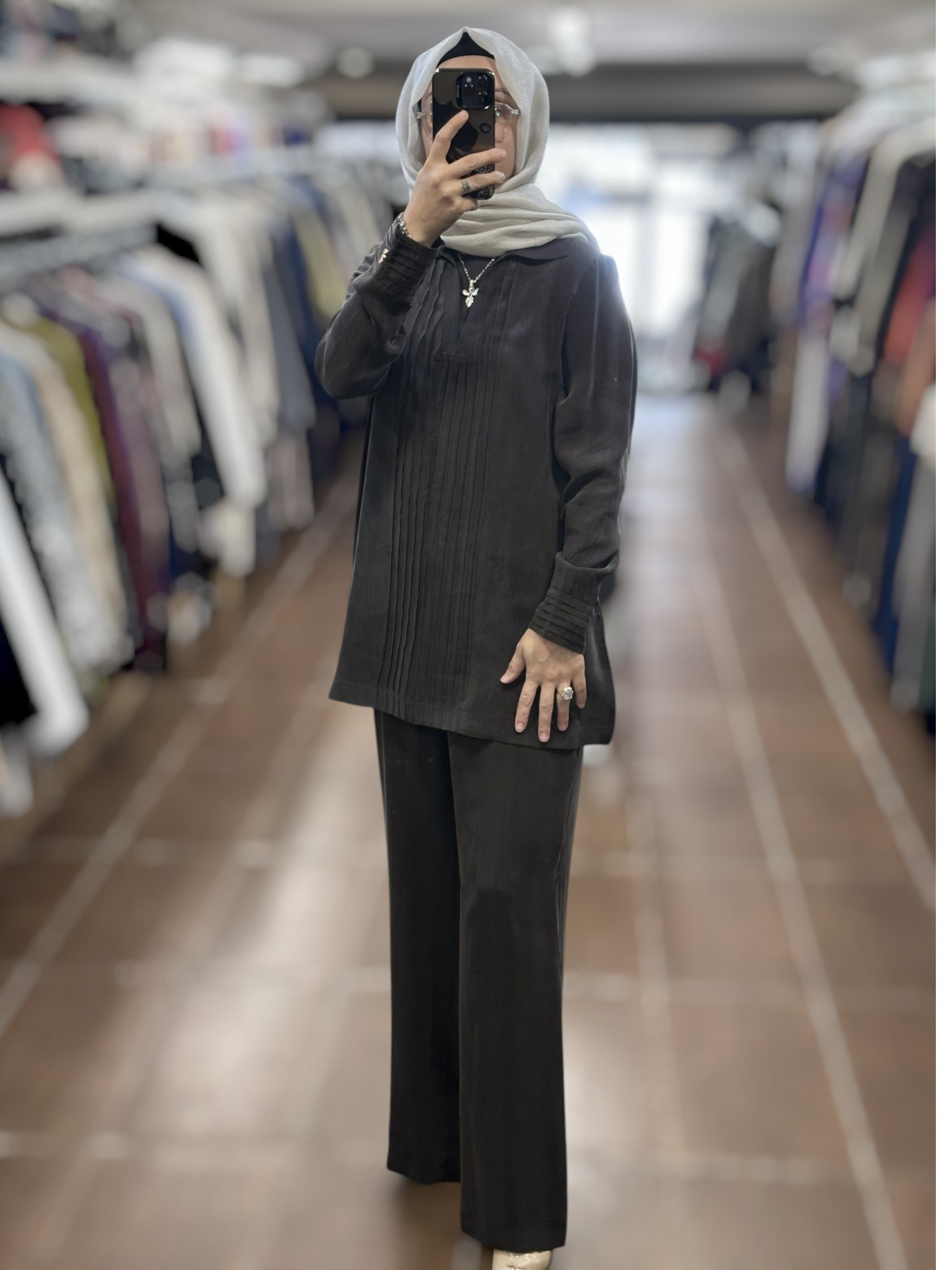 Miss Dalida T26Y-6023 Triko Yakalı Cupro Tunik - Cacao
