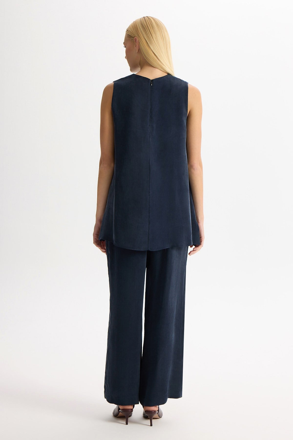 Miss Dalida T26Y-7003 Bol Paça Basic Cupro Pantolon - DARK NAVY