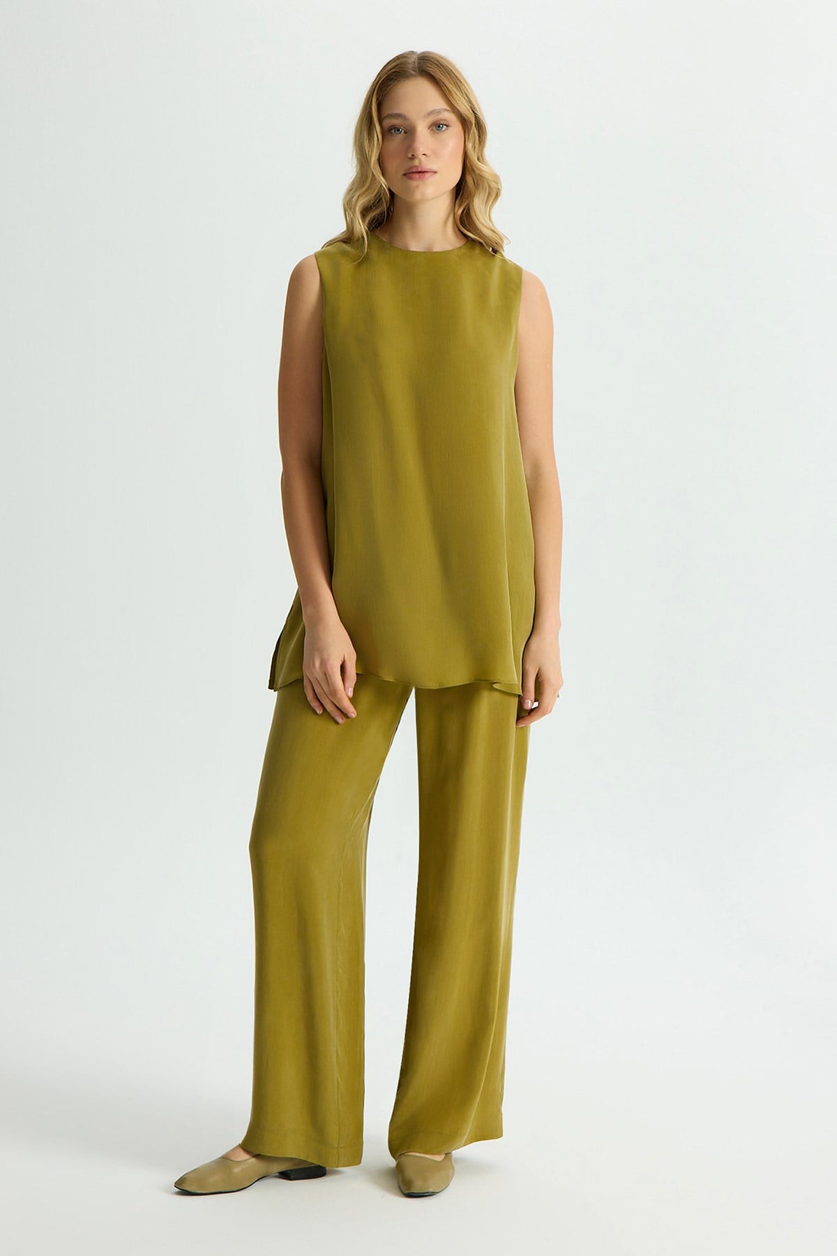Miss Dalida T26Y-7003 Bol Paça Basic Cupro Pantolon - AMBER