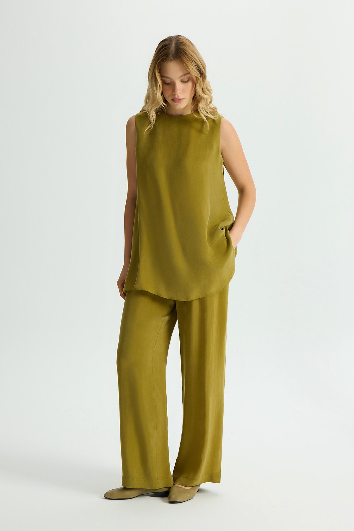 Miss Dalida T26Y-7003 Bol Paça Basic Cupro Pantolon - AMBER